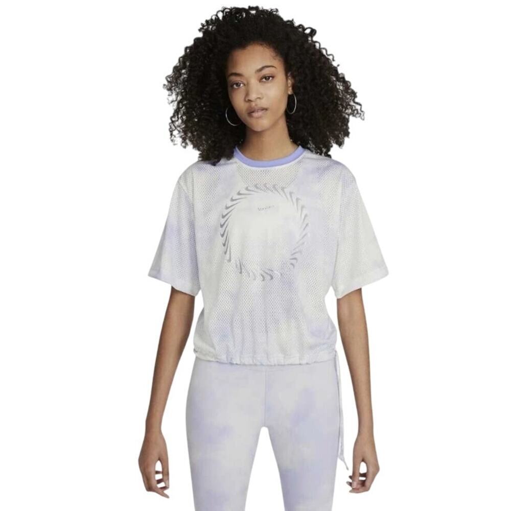 Nike Women's Sportswear Icon Clash Mesh Crop Top White Purple Size Medium DQ2914